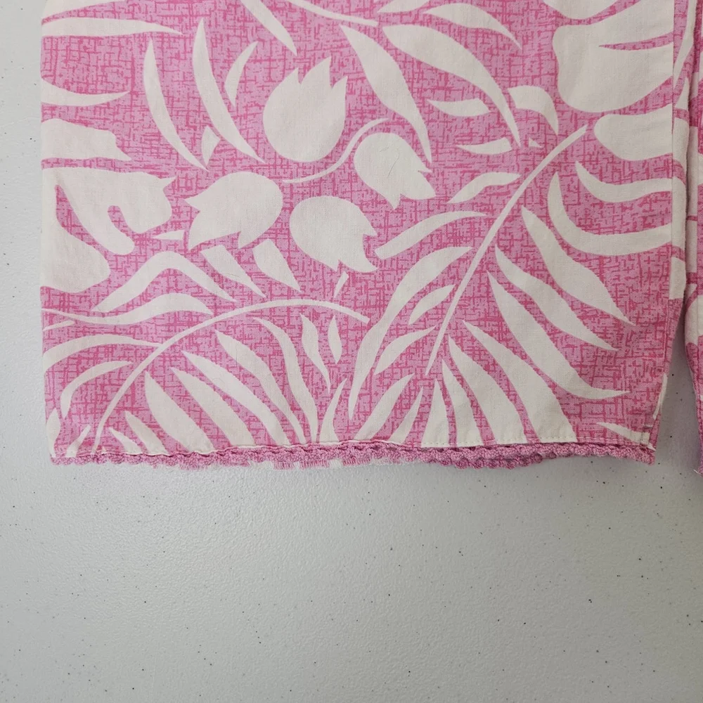 PJ Salvage Women's Small Lounge Pants Pink Tropical Cotton Lightweight Pajama - Picture 14 of 16